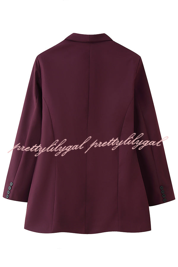 Solid Color Lapel Long Sleeve Casual Pocket Long Blazer