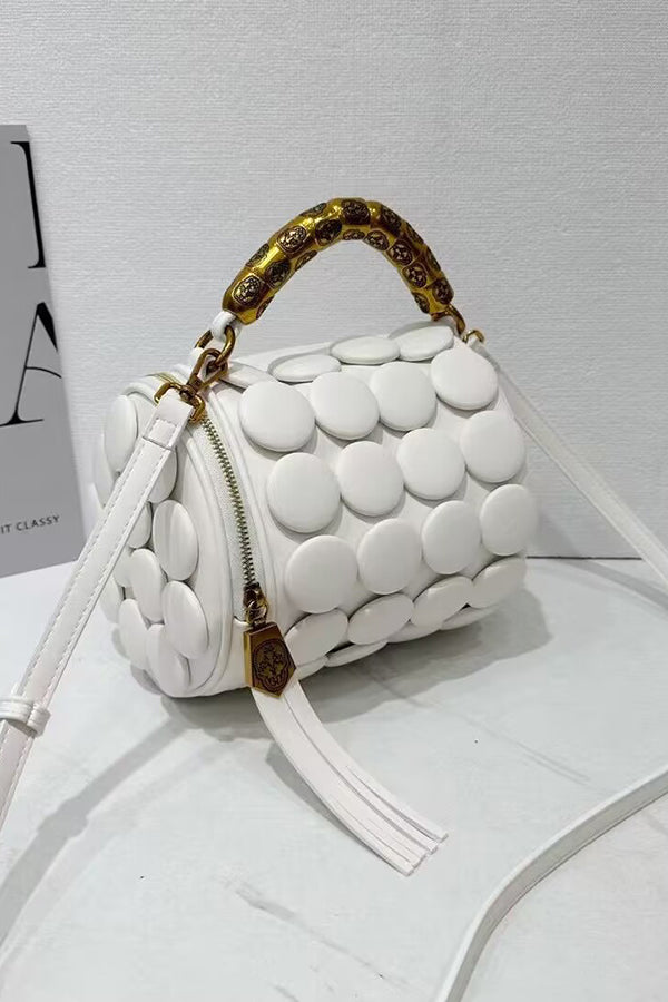Cylindrical Classic Button Handmade Shoulder Bag