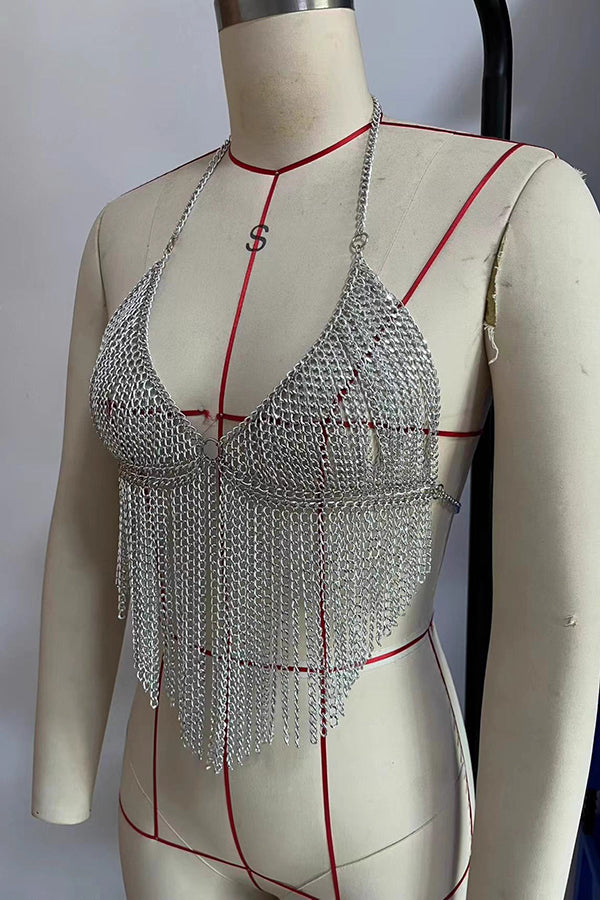 Tassel Vest Top Chain Bra Chest Chain