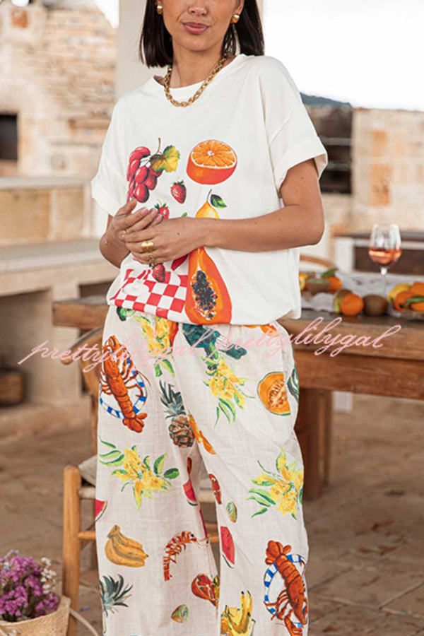 Unique Printed Round Neck Short Sleeve Loose T-Shirt