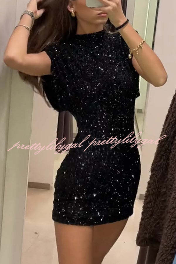 Adorable Sexy Vibes Sequin Wide Sleeve Mini Dress