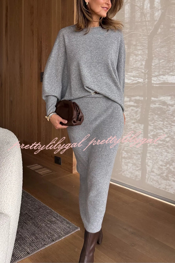 Soft and Warm Cashmere Knit Batwing Sleeve Relaxed Sweater