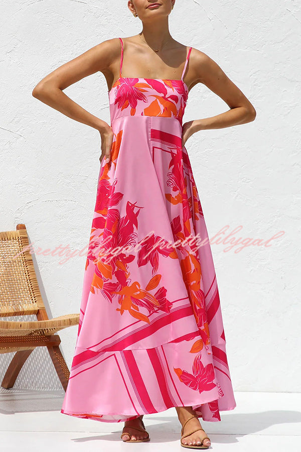 Bailey Unique Print Back Smocked A-line Slip Maxi Dress