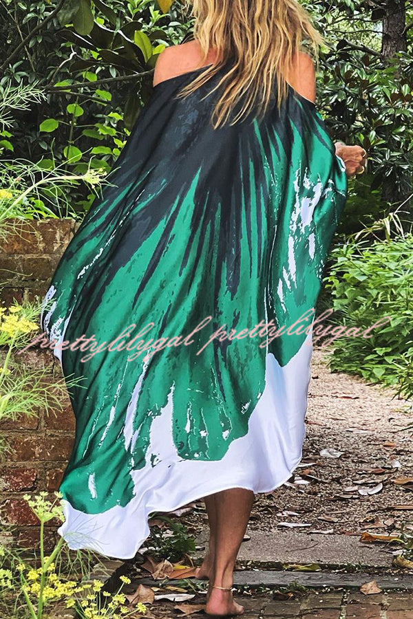 Stunning Floral Unique Printed One Shoulder Cover Up Maxi Dress