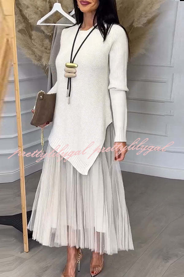 Jensine Pleated Tulle Tank Loose Midi Dress