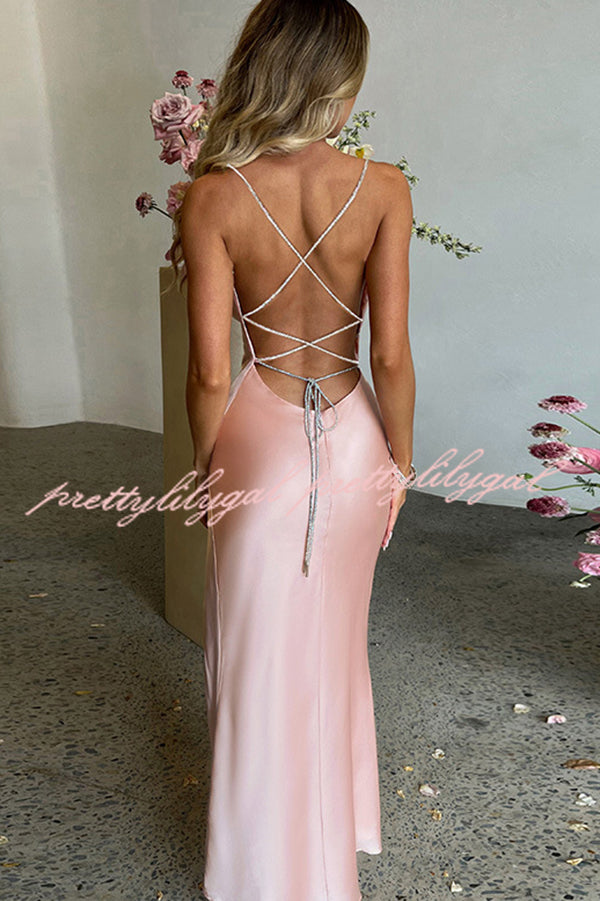 Sexy Backless Suspender High Slit Slim Maxi Dress