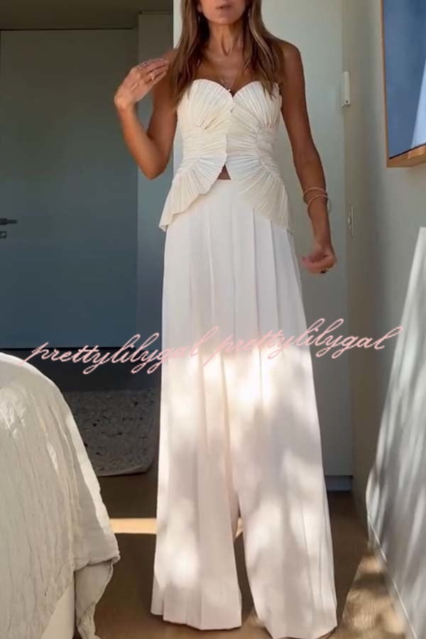 Show Exquisiteness Satin Pleated Heart-shaped Off Shoulder Halter Tank