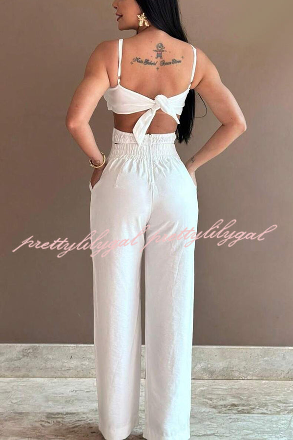 Three-dimensional Flower Accessories Hollow Pocket Jumpsuit