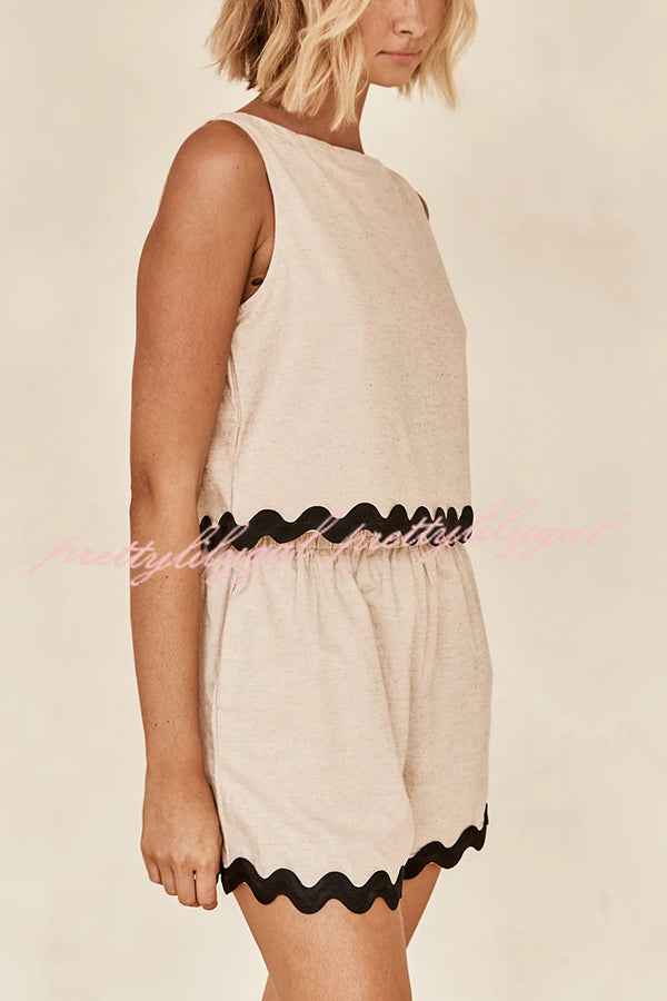 Leilani Solid Tank Top and Elastic Waist Pocket Shorts Set