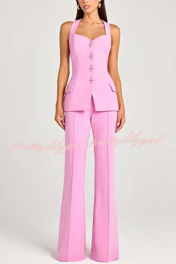 Women Power High Rise Side Zipper Flare Slim Fit Pants
