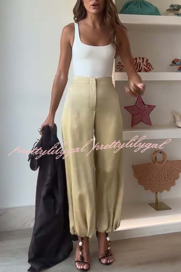 City Phantom Satin High Rise Pocket Aladdin Bloomers Pants
