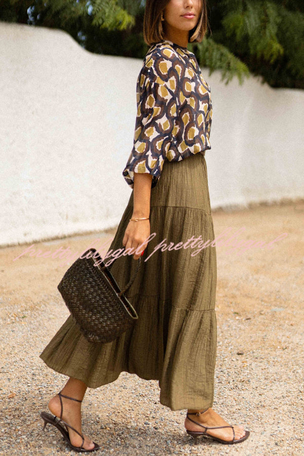 Solid Color Splicing Casual Vacation Maxi Skirt