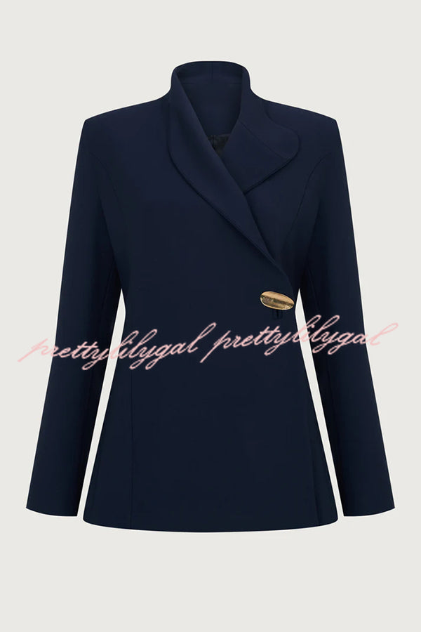 Exquisite and Fashionable Stand Lapel Neck Metal Button Long Sleeve Blazer