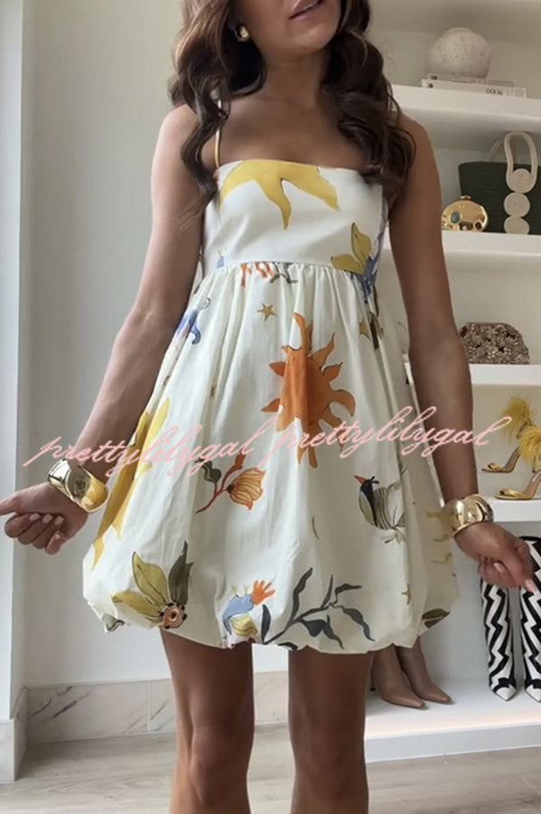 Amayah Unique Print Cloud-shaped Hem Babydoll Slip Mini Dress