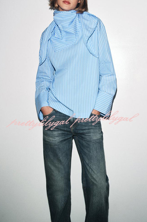 Meliora Striped Multi Position Scarf Long Sleeve H-line Shirt