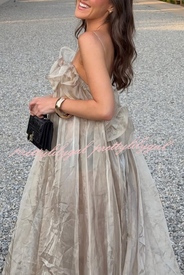 By The Sea Organza Ruffle High Low Hem Slip A-line Maxi Dress