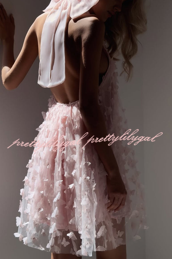 Stylish Backless Bow Elegant Butterfly Loose Mini Dress
