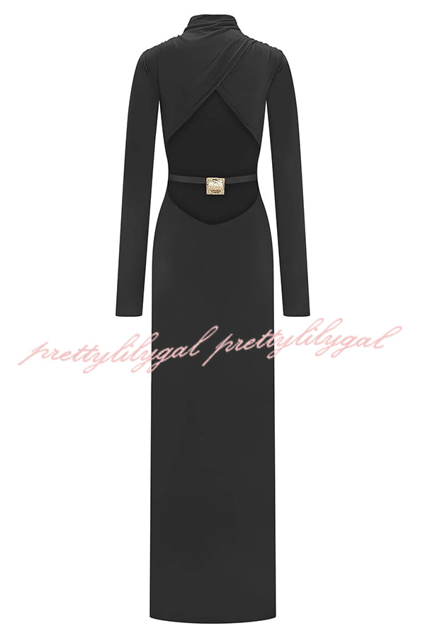 Sexy Backless Long-sleeved Stretch Slim-fit Maxi Dress