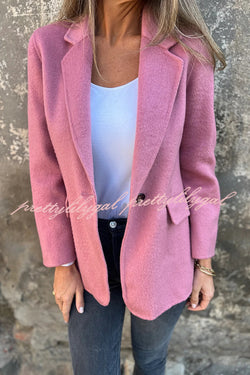 Daytime Perfection Faux Wool Lapel Button Relaxed Blazer