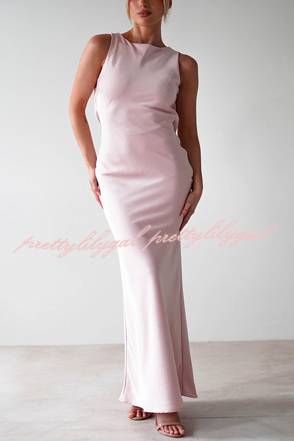 Solid Color Sexy Backless Lace-up Elegant Slim Maxi Dress