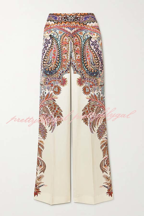 Feeling Dreamy Paisley Print High Rise Pocket Wide Leg Pants
