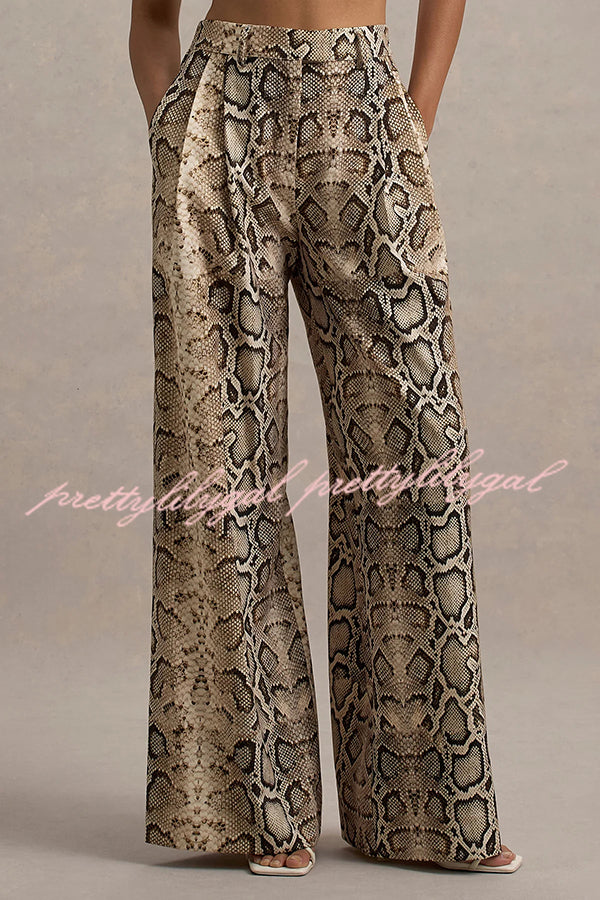 Hurley Ombre Snake Print Elastic Waist Pocketed Wide Leg Pants