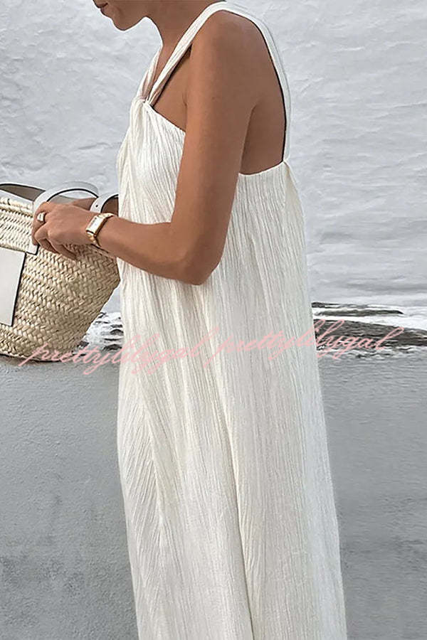 Sea angel Linen Blend Textured Fabric Halter Vacation Maxi Dress