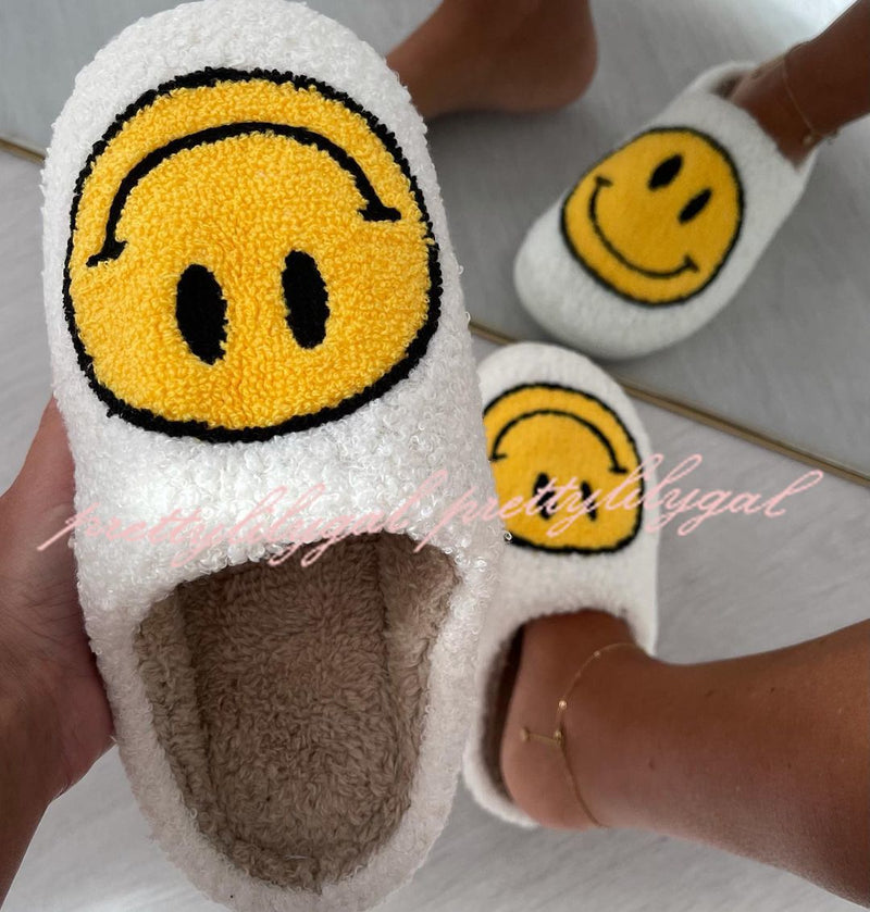 Smiley plush slippers