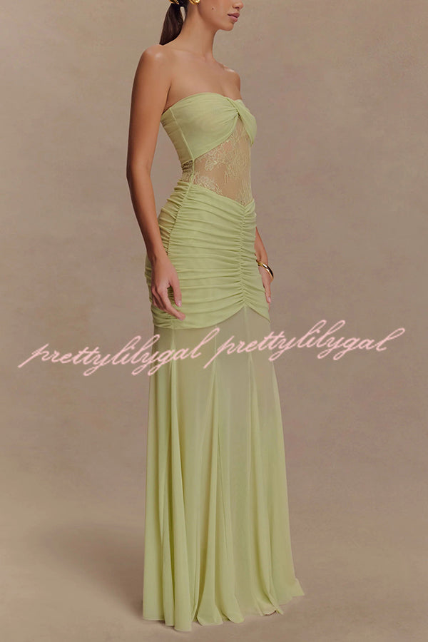 Fashion Lace Splicing Sexy Sleeveless Off-shoulder Slim Maxi Dress