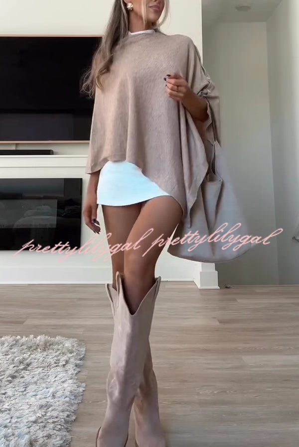 Women Cashmere Knit Shrug Bolero Side Button Detail Lightweight Shawl  Poncho