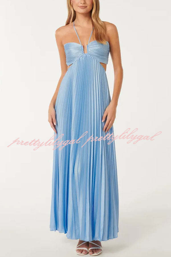 strapless open back dress DRAPED AND PLEATED CUT-OUT MAXI IN LIGHT GOLD