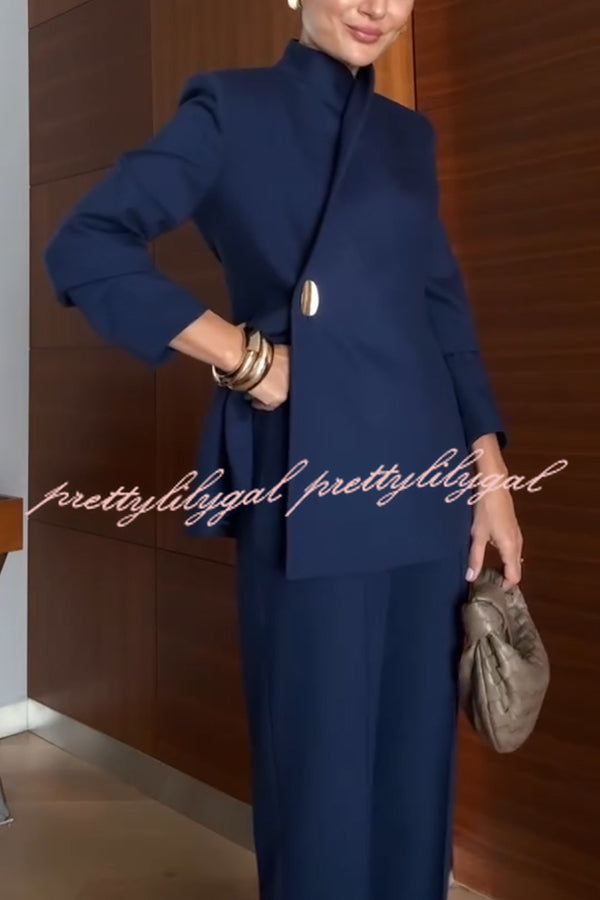 Exquisite and Fashionable Stand Lapel Neck Metal Button Long Sleeve Blazer