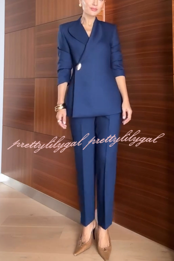 Exquisite and Fashionable Stand Lapel Neck Metal Button Long Sleeve Blazer