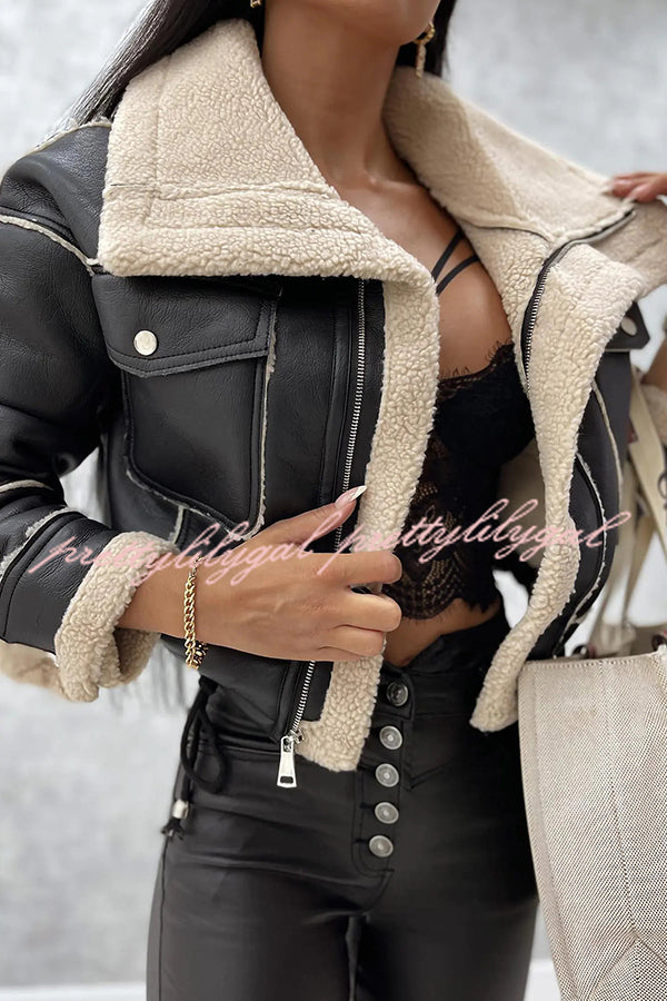 Stylish Lambswool Short Zipped Biker Jacket