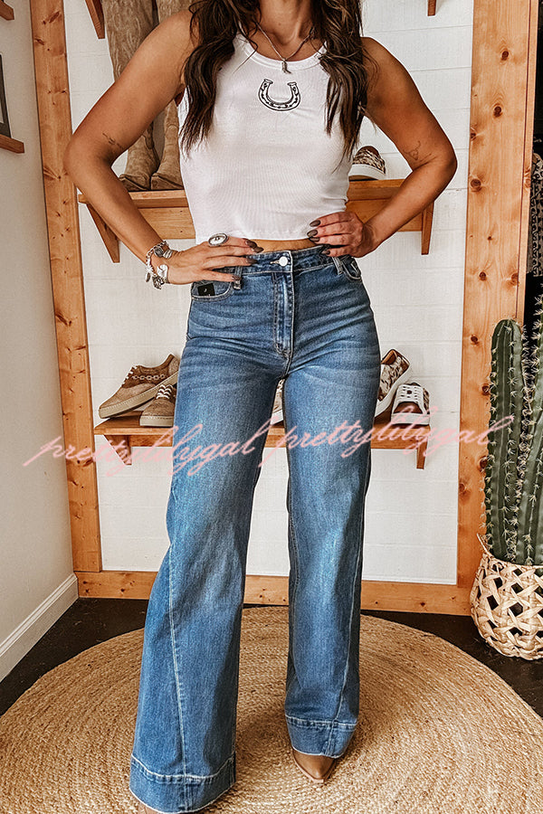 Fashion Stretch Pocket Casual Straight Jeans
