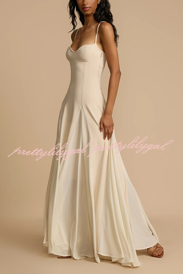 Timeless Elegance Panelled Tulle A-line Slip Maxi Dress