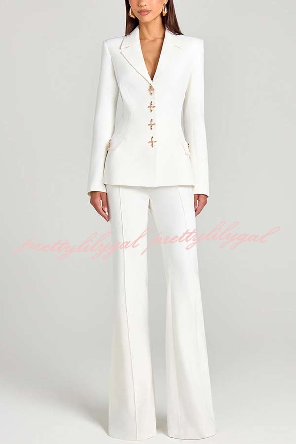 Women Power High Rise Side Zipper Flare Slim Fit Pants