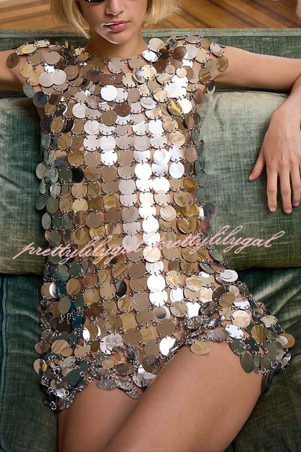 Sexy Sparkly Sequined Cutout Mini Dress