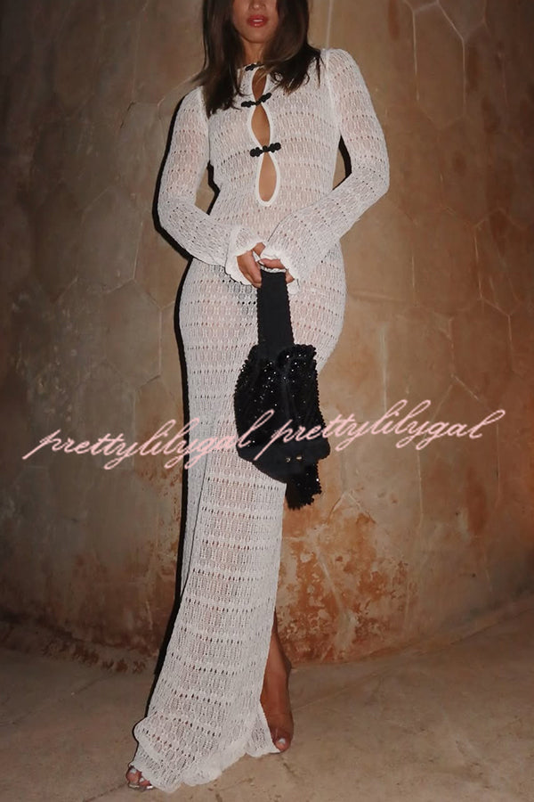 Sexy Backless Long-sleeved Knitted Slim-fit Maxi Dress