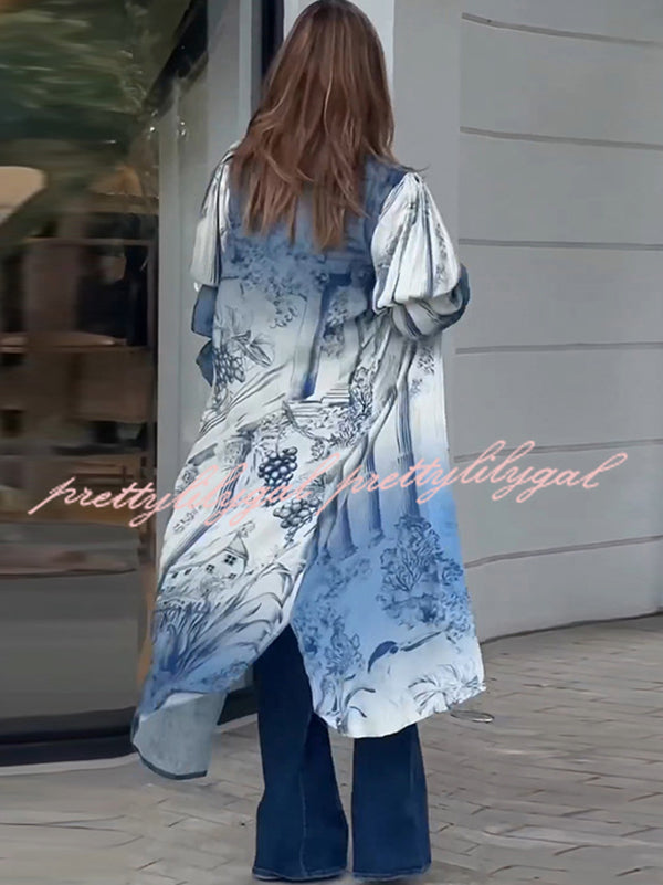 Unique Printed Loose Long Shirt Outerwear