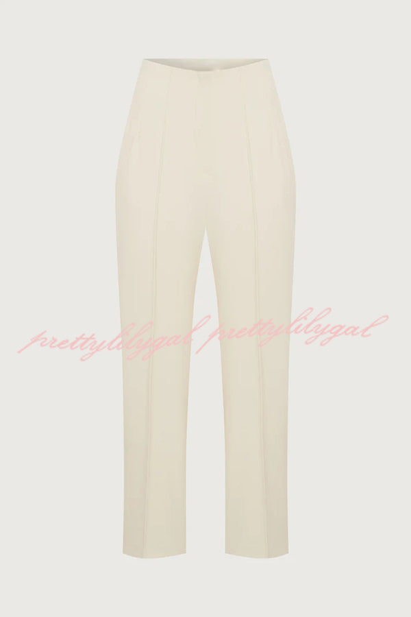 Exquisite and Fashionable High Waist Pocketed Straight Leg Pencil Pants