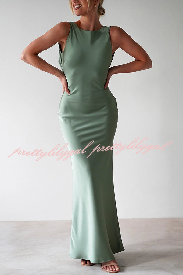 Solid Color Sexy Backless Lace-up Elegant Slim Maxi Dress