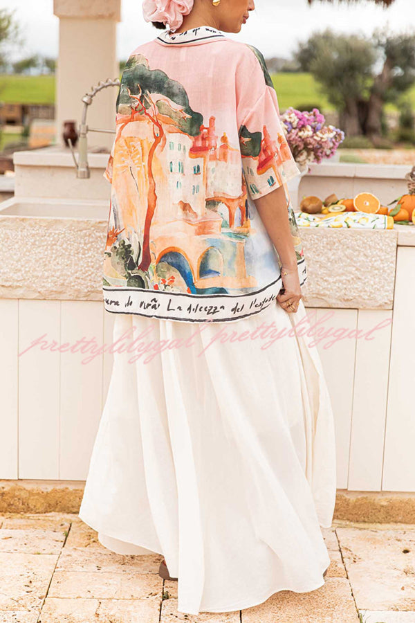 Unique Print Lapel Short Sleeve Vacation Casual Shirt