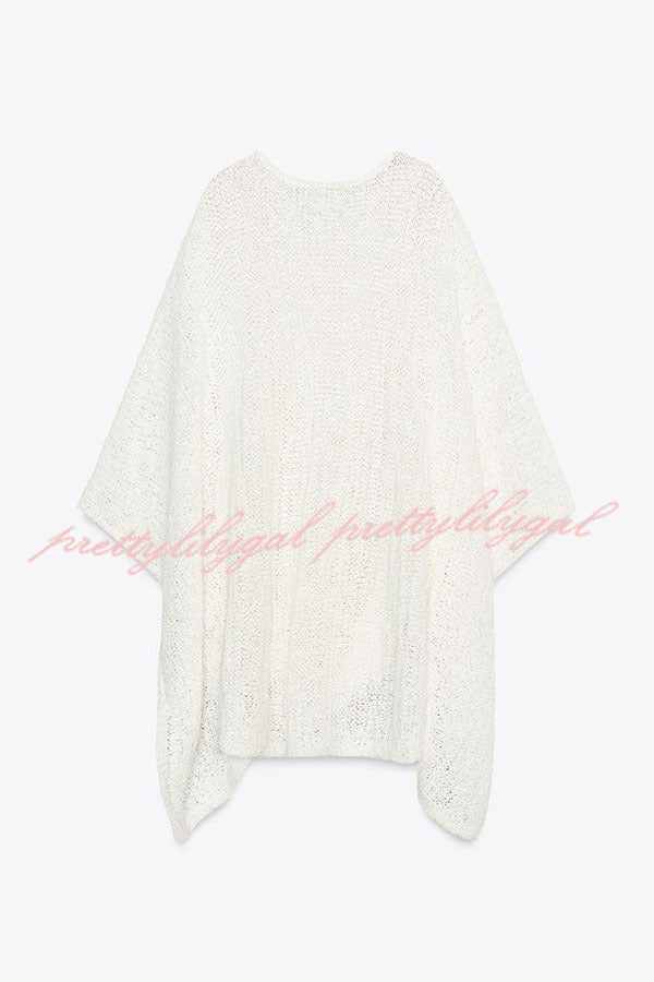 Sunny Somewhere Knit Batwing Sleeve Loose Cover-up Cape