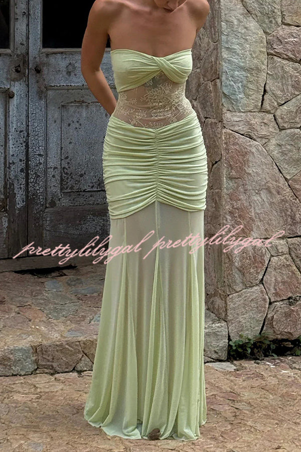 Fashion Lace Splicing Sexy Sleeveless Off-shoulder Slim Maxi Dress