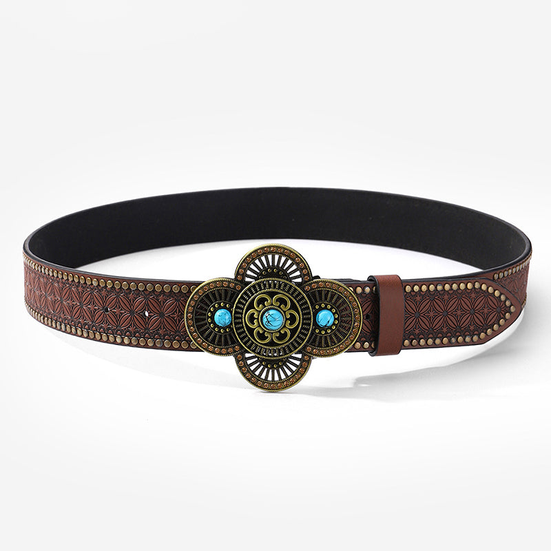 Retro All-match Pattern Turquoise Fashion Belt