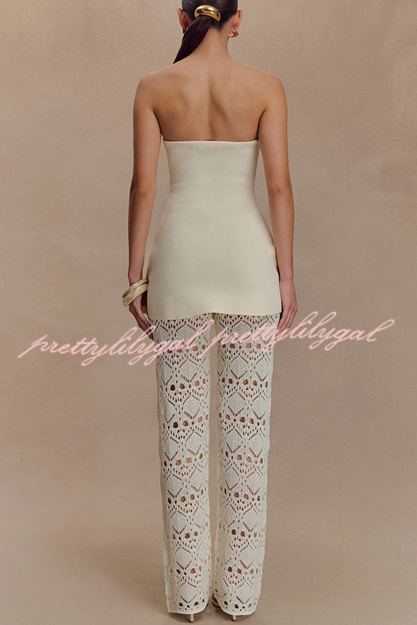 Anette Bandage Knit Strapless Stretch A-line Midi Top