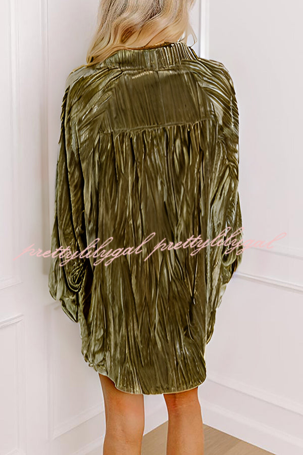 Solid Color Velvet Light-sensitive Drape Loose Shirt