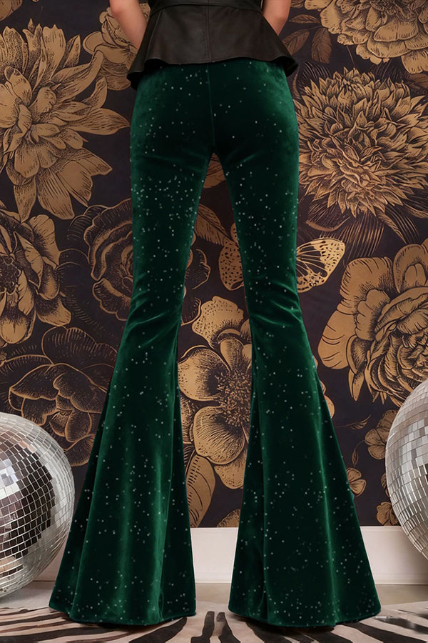 Stylish Velvet High-waisted Draped Casual Flared Pants