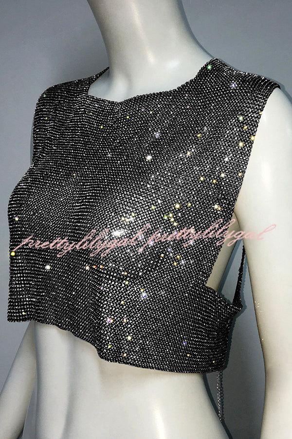 Sexy Metallic Rhinestone Backless Chain Vest